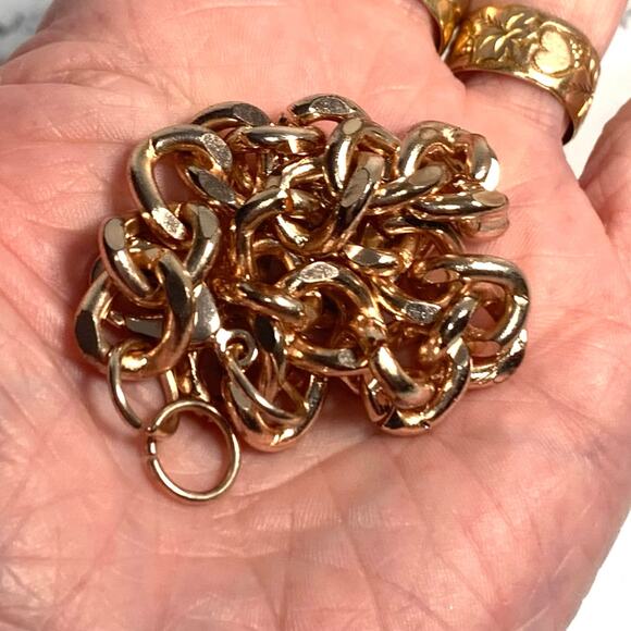 Rose Gold over Stainless Steel Cuban Link Chain Bracelet - Picture 3 of 5